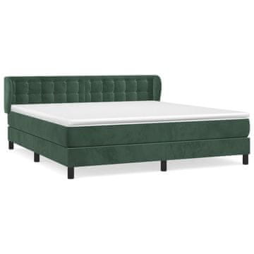 Vidaxl Box spring postelja z vzmetnico temno zelena 180x200 cm žamet