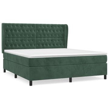 Vidaxl Box spring postelja z vzmetnico temno zelena 180x200 cm žamet
