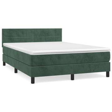 Vidaxl Box spring postelja z vzmetnico temno zelen 140x190 cm žamet