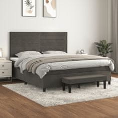 Vidaxl Box spring postelja z vzmetnico temno siva 160x200 cm žamet