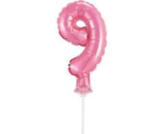 GoDan Folija balon za torto številka 9 roza 1 kos.