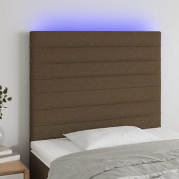 Vidaxl vidaXL Vzglavje postelje z LED diodo temno rjavo, 90x5x118/128 cm blago