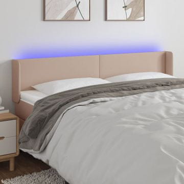 Vidaxl vidaXL LED vzglavje postelje, kapučino, 183x16x78/88 cm, umetno usnje