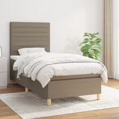 Vidaxl Box spring postelja z vzmetnico taupe 90x190 cm blago