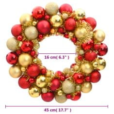 Greatstore Božični venček rdeč in zlat 45 cm polistiren