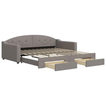 Vidaxl Izvlečna dnevna postelja s predali taupe 100x200 cm blago