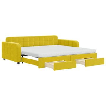 Vidaxl Izvlečna dnevna postelja s predali rumena 100x200 cm žamet
