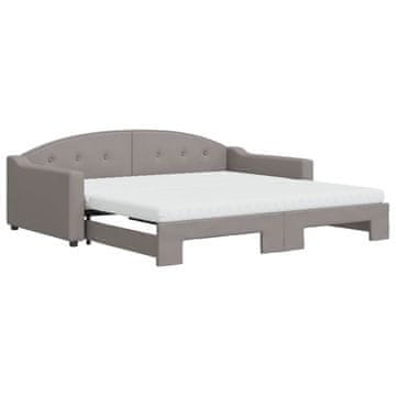 Vidaxl Izvlečna dnevna postelja z vzmetnicami taupe 100x200 cm blago