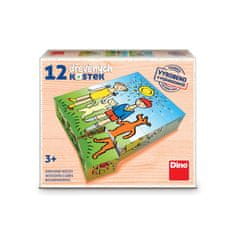 Dino Toys PES IN KOČICA 12 lesenih blokov