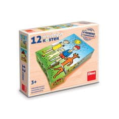 Dino Toys PES IN KOČICA 12 lesenih blokov