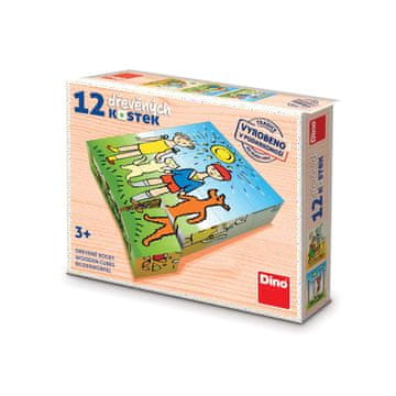 Dino Toys PES IN KOČICA 12 lesenih blokov