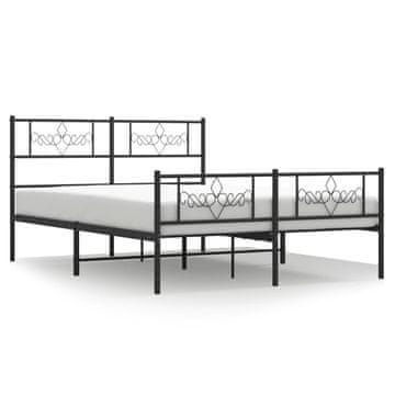 Vidaxl Kovinski posteljni okvir z vzglavjem in vznožjem črn 120x190 cm