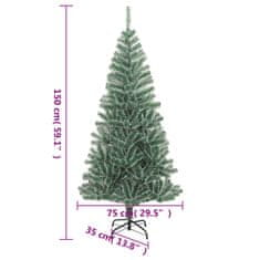 Vidaxl Umetna novoletna jelka s snegom zelena 150 cm