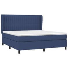 Vidaxl Box spring postelja z vzmetnico modra 160x200 cm blago