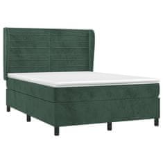 Vidaxl Box spring postelja z vzmetnico temno zelen 140x190 cm žamet