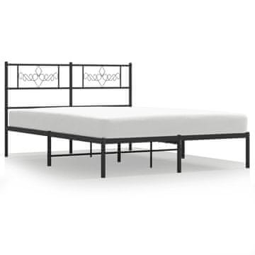 Vidaxl Kovinski posteljni okvir z vzglavjem črn 135x190 cm