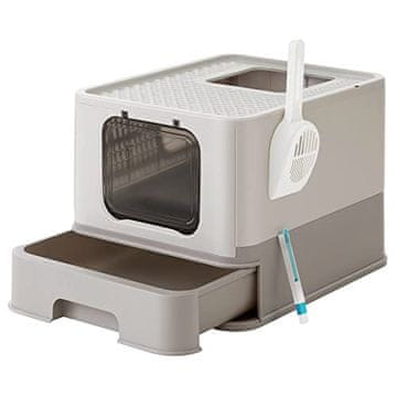 shumee FEANDREA Mačji pesek s pokrovom za mačke do 15 kg Oatmeal Warm grey