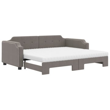 Vidaxl Izvlečna dnevna postelja z vzmetnico taupe 80x200 cm blago
