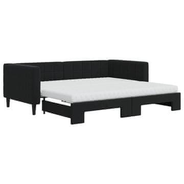 Vidaxl Izvlečna dnevna postelja z vzmetnicami črna 90x190 cm žamet