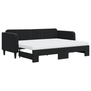 Vidaxl Izvlečna dnevna postelja z vzmetnicami črna 80x200 cm žamet