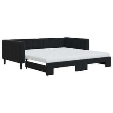 Vidaxl Izvlečna dnevna postelja z vzmetnicami črna 100x200 cm žamet