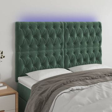 Vidaxl vidaXL Vzglavje postelje z LED diodo temno zeleno 144x7x118/128 cm
