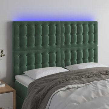 Vidaxl vidaXL Vzglavje postelje z LED diodo temno zeleno 144x5x118/128 cm