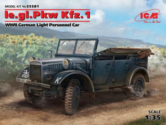 ICM maketa-miniatura le.gl.Unit car Kfz.1 (nemški lahki osebni avtomobil iz druge svetovne vojne) • maketa-miniatura 1:35 vojaška vozila • Level 3