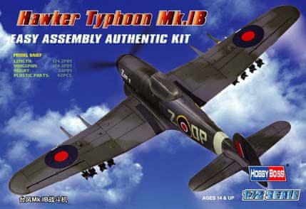 Hobbyboss maketa-miniatura Hawker Typhoon Mk.Ib fighter • maketa-miniatura 1:72 starodobna letala • Level 2