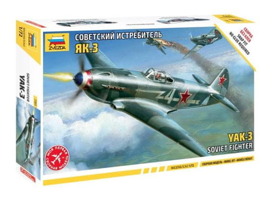 Zvezda maketa-miniatura Yak-3 Sovjetski lovec (Snap Fit. Lepilo ni potrebno) • maketa-miniatura 1:72 starodobna letala • Level 2