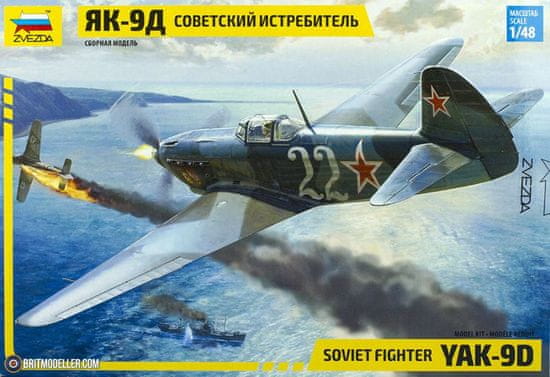 Zvezda maketa-miniatura Sovjetski lovec Yak-9D • maketa-miniatura 1:48 starodobna letala • Level 3