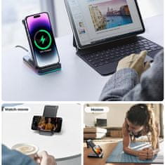 Joyroom 3in1 brezžični polnilnik za mobitel / Apple Watch / AirPods 15W, črna