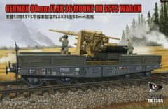 T-Model maketa-miniatura German 88mm FLAK 36 Mount on SSYS Wagon • maketa-miniatura 1:72 vlaki • Level 3