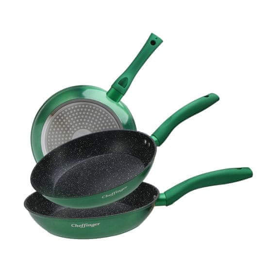 Northix Set s ponvami - 3 kosi - non stick - zelen