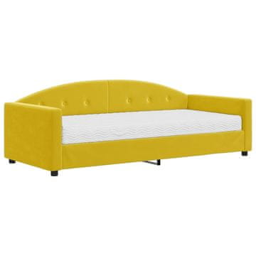 Vidaxl Dnevna postelja z vzmetnico rumena 90x200 cm žamet