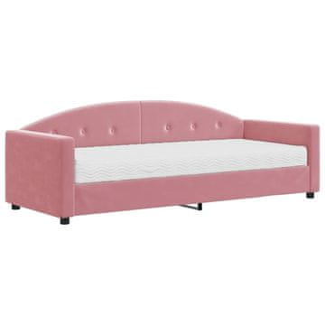 Vidaxl Dnevna postelja z vzmetnico roza 80x200 cm žamet