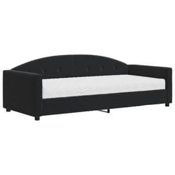 Vidaxl Dnevna postelja z vzmetnico črna 90x190 cm žamet