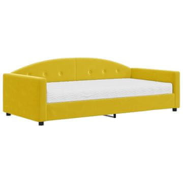 Vidaxl Dnevna postelja z vzmetnico rumena 100x200 cm žamet
