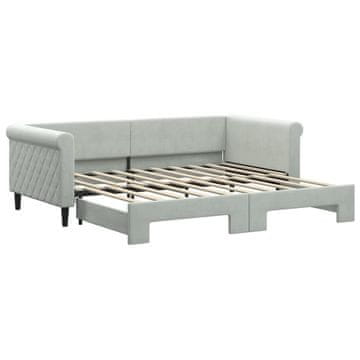 Vidaxl Izvlečna dnevna postelja svetlo siva 90x190 cm žamet