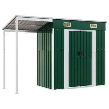 Vidaxl Vrtna lopa z nadstreškom zelena 277x107x181 cm jeklo