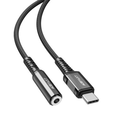 slomart adapter acefast c1-07 18cm (črn) iz USB-c v mini jack 3,5 mm
