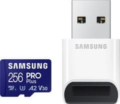 Samsung PRO Plus micro SDXC 256 GB U3 A2 V30 pomnilniška kartica (MB-MD256SB/WW)