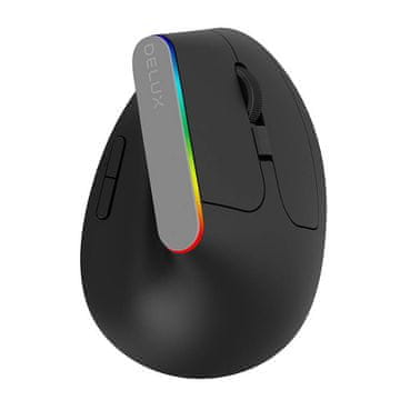 Delux Brezžična vertikalna miška Delux M618C 2.4G 1600DPI RGB (črna)