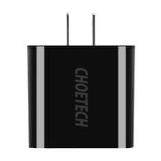 slomart choetech omrežni polnilec c0026, ameriški vtič, 3x usb-c z digitalnim zaslonom 15W (črn)