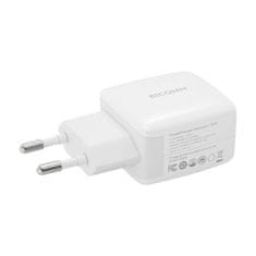 slomart omrežni polnilec 25w pd ricomm rc252 eu, 1xusb-a, 1xusb-c + usb-c kabel 2,1m