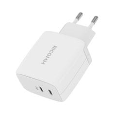 Ricomm 65W GaN RC652 EU omrežni polnilnik, 2xUSB-C + USB-C kabel 2,1 m