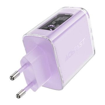 AceFast A45 omrežni polnilec, 2x USB-C, 1xUSB-A, 65W PD (vijolične barve)
