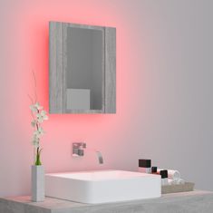Vidaxl LED kopalniška omarica z ogledalom siva sonoma 40x12x45 cm