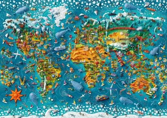 Heye Puzzle Zemljevid Art: 2000 kosov