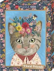 Heye Puzzle Cvetlični prijatelji: čudovita mačka 1000 kosov